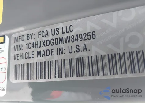 2021 Jeep Wrangler Unlimited Willys 4X4 z USA, uszkodzony, nr VIN 1C4HJXDG0MW849256